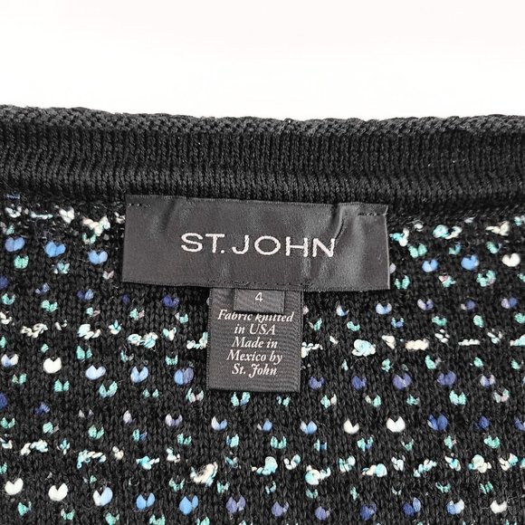 St John Boucle Knit Open Front Hook & Eye Jacket Womens 4 Teal - Picture 5 of 7